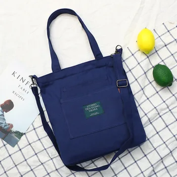 

Woman Crossbody Shoulder Bag Reusable Shopping Bags Casual Tote Female Handbag Large Capacity Canvas Multi Pockets Storage Bag