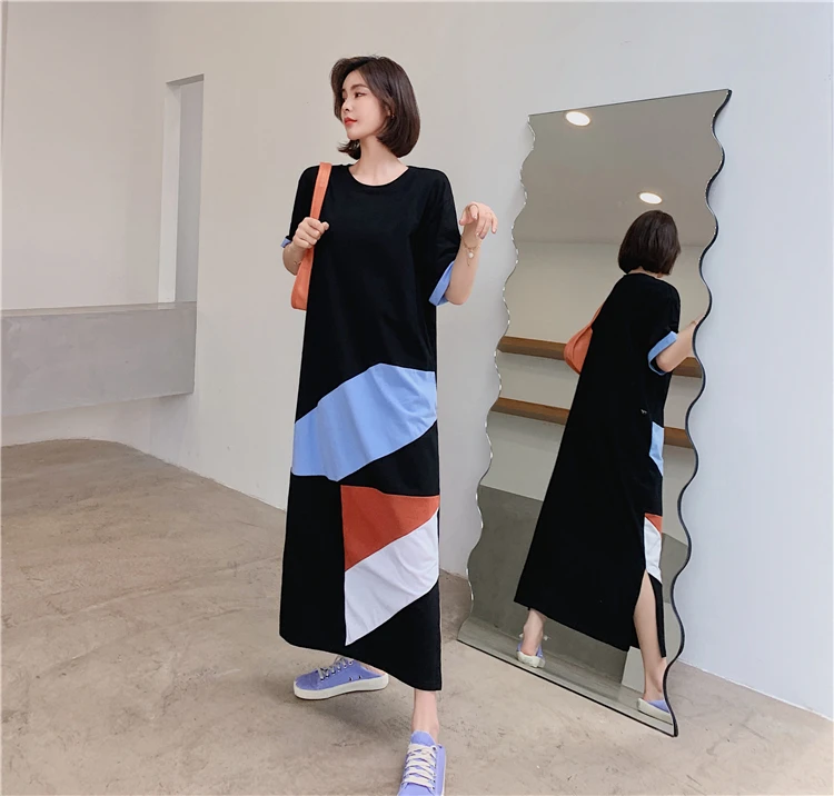 New 2020 Fashion streetwear letter words print maxi long dress boho beach sundress vestidos zomerjurk dames