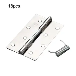 18pcs Door Hinges 304 Stainless Steel Polished Door Hinges With Spring For Home Restroom Bedroom Hall Balcony