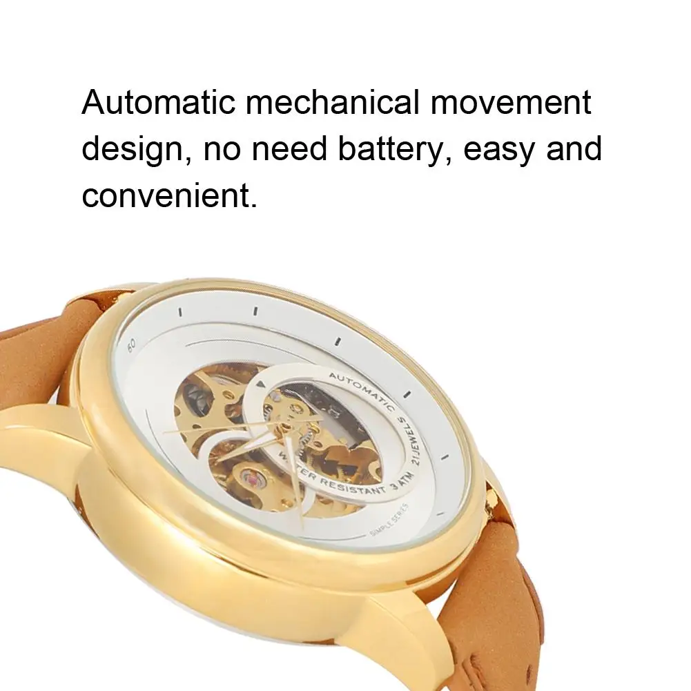 Watch Unique Hollow Design Fashion Men Round Dial Hollow Waterproof Automatic Wristwatch Mechanical Watch Gift Watches for Men