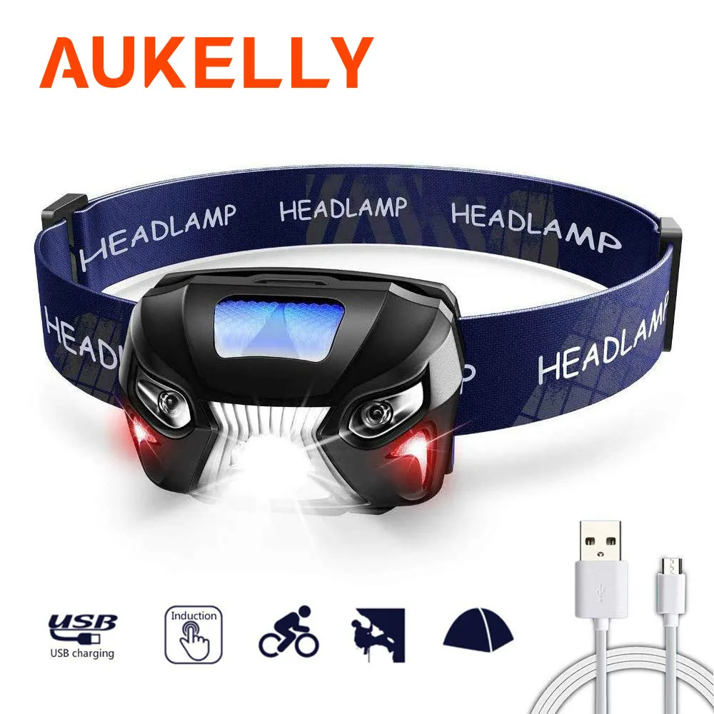 

1000Lm Powerfull Headlamp Rechargeable LED Headlight Body Motion Sensor Head Flashlight Camping Torch Light Lamp With USB