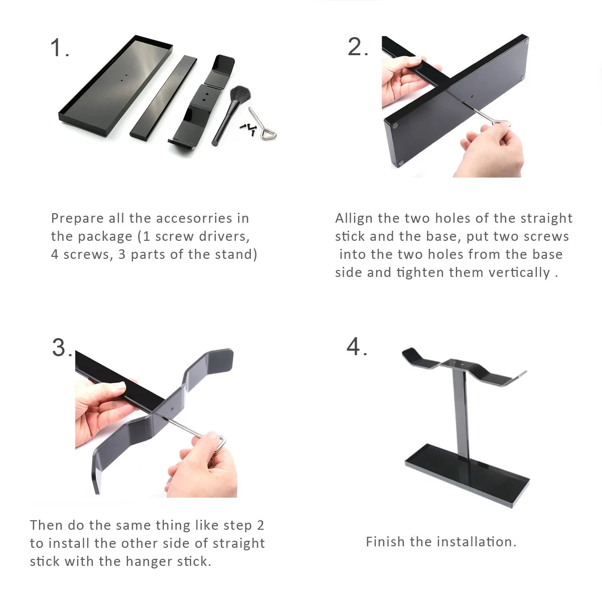 Extra Thick Acrylic Dual Balance Gaming Headphone Headset Desktop Stand Holder Mount Hanger