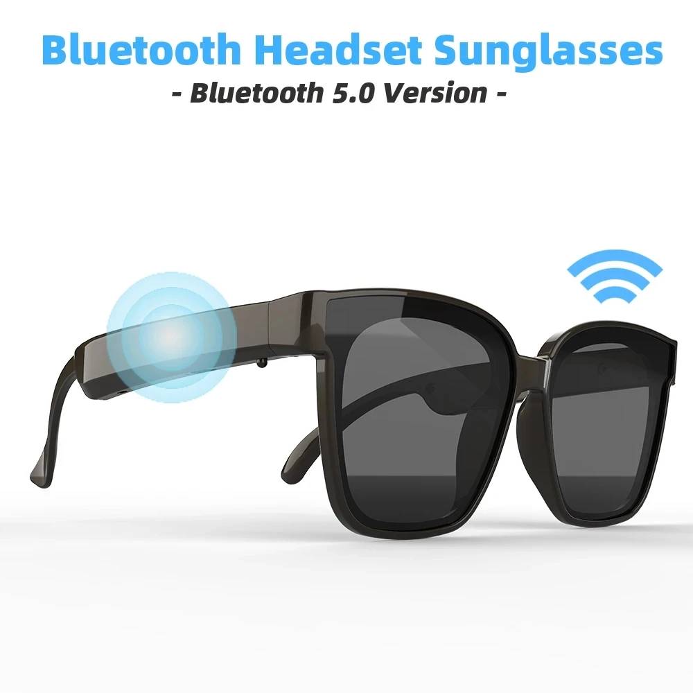 Sunglasses Sport Outdoor Stereo Headphones Black Bluetooth 5.0 USB Smart Polarized Glasses Wireless Music Call Earphone Sunglasses Richer-R Bluetooth Sunglasses Glasses 