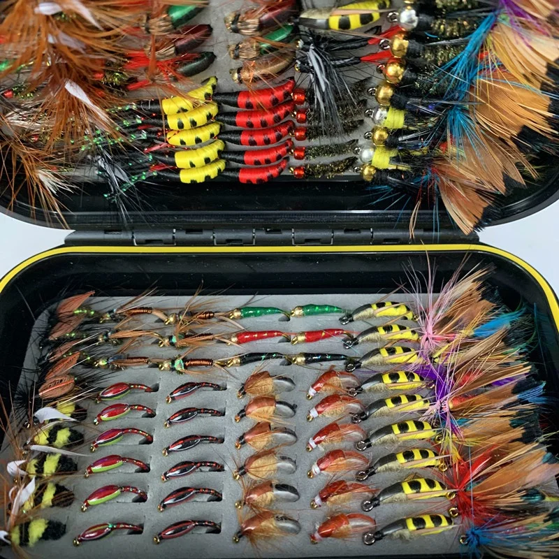 MNFT 40Pcs/56Pcs Fly Fishing Flies Kit, Hand Tied Trout Bass Fly Assortment  with Fly Box, Dry Wet Nymph Flies Fly Fishing Gear - AliExpress