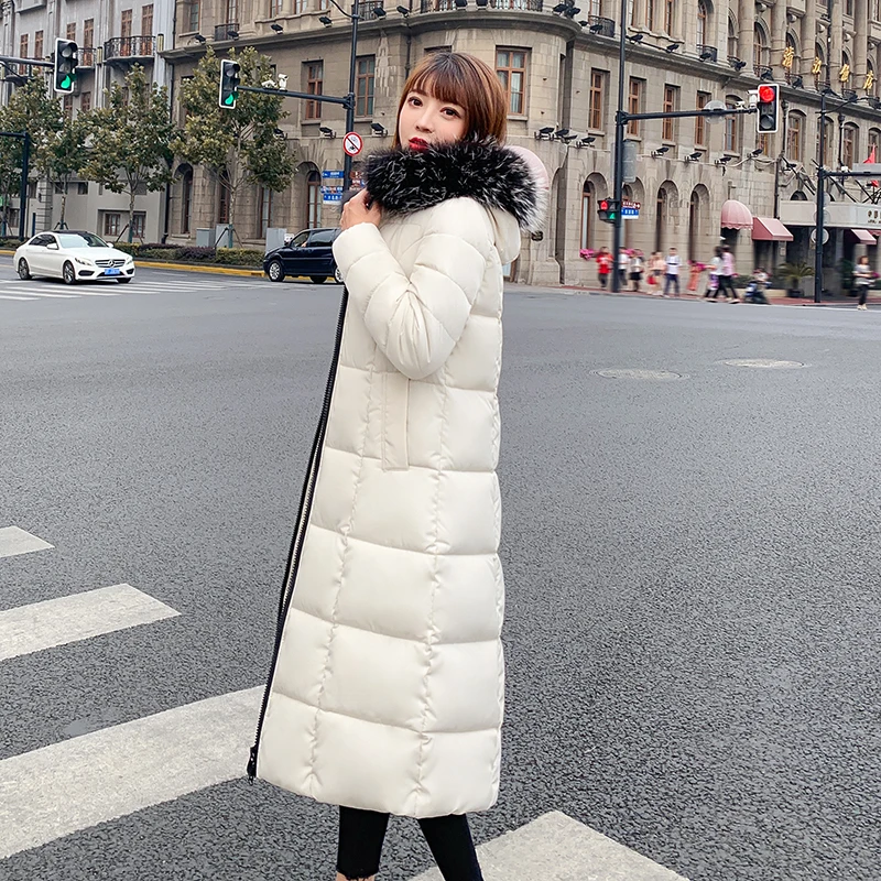 X-long parkas зимнее женское пальто Толстая теплая куртка с большим меховым воротником для женщин плюс размер повседневная утепленная куртка-парка из синтепона