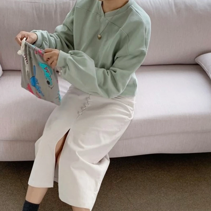 SHENGPALAE Round Collar Lantern Sleeve Women Feminino Jumpers Autumn Winter Keep Warm Korean Loose Women Sweatshirt A871