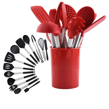 

14PC Silicone Kitchenware Cooking Utensils Set Heat Resistant Non-Stick kitchen Set Baking Tool Storage BoxCookware Accessories