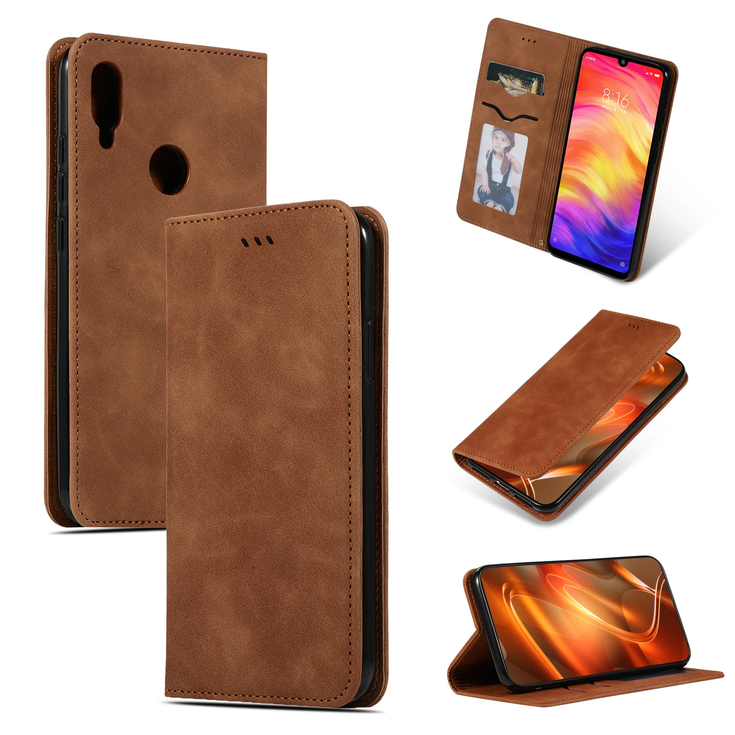 Коричневый Противоударный чехол для телефона для Xiaomi Redmi Note 6 7 K20 Pro 7 7A кожаный чехол-бумажник с откидной крышкой для Xiaomi Mi 9T Pro 9 9SE 9T полное покрытие - Цвет: Коричневый