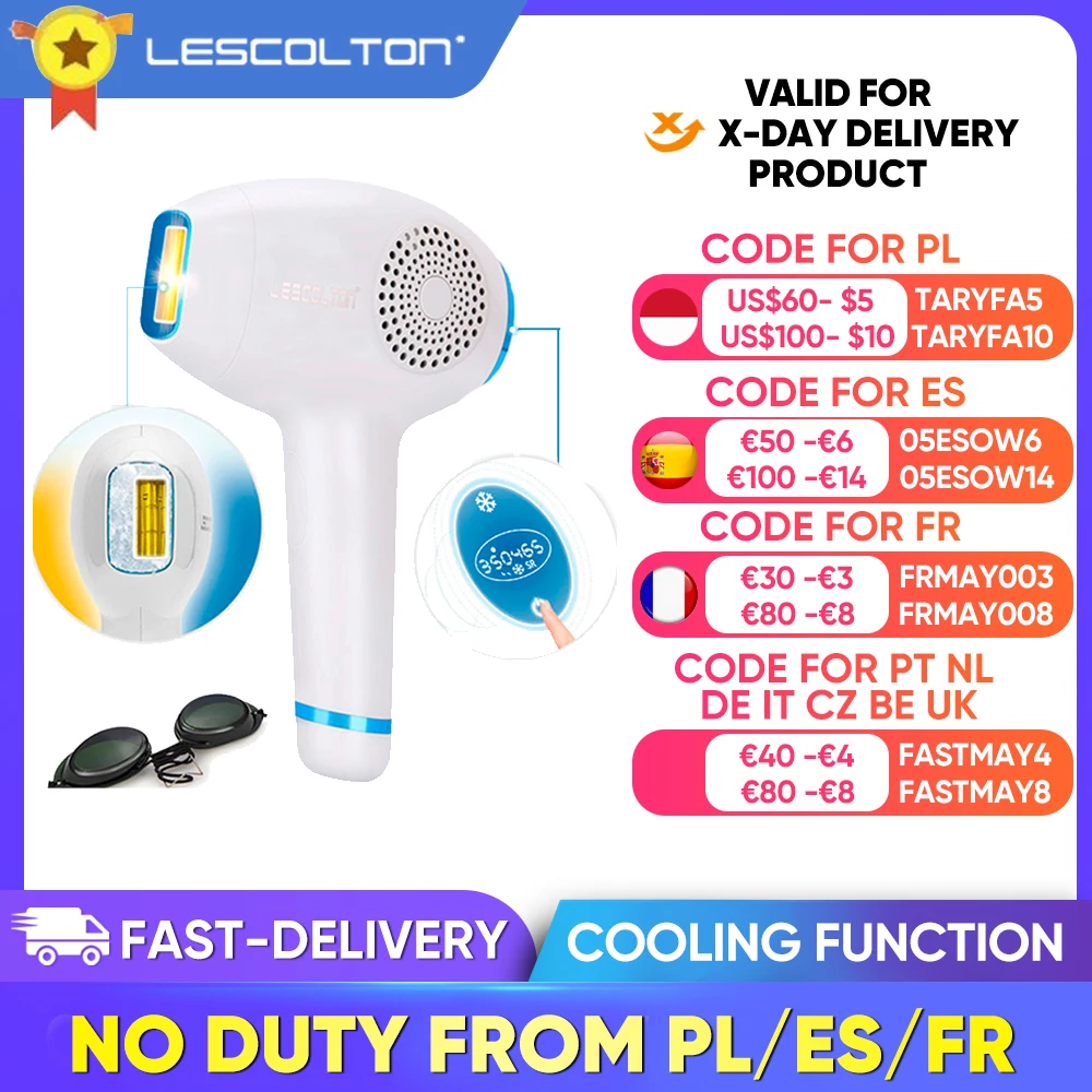 Lescolton 3 in 1 IPL Hair Removal ICE Cold Epilator Permanent Laser for Home Bikini Trimmer Electric Photorejuvenation Depilador