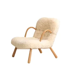 

Single-Seat Light Luxury Solid Wood Nordic Leisure Chair Wingback Lamb Wool Lazy Sofa Modern Classical European Style stool