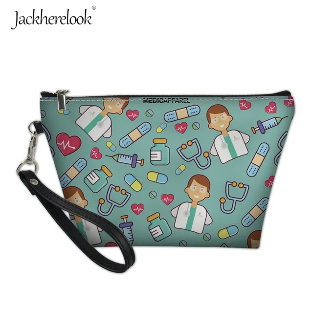Jackherelook/женская сумка для макияжа с принтом в виде сердца для медсестры/доктора; женская нечешуя; малогабаритные сумочки-косметички; теплая косметичка для кормления; дорожная косметичка - Цвет: HM1141Z8