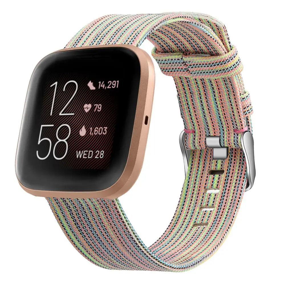 multicolor Для Fibit Versa 2 Band нейлоновая плетеная ткань Смарт-часы ремешок для Fitbit Versa/Versa Lite Smartband аксессуары металлическая застежка - Цвет: multicolor