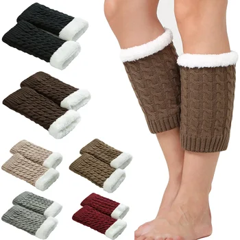 

Ladies Women Warm Boot Cuffs Short Socks Knitted Thicken Velvet Leg Warmers WATMX0039