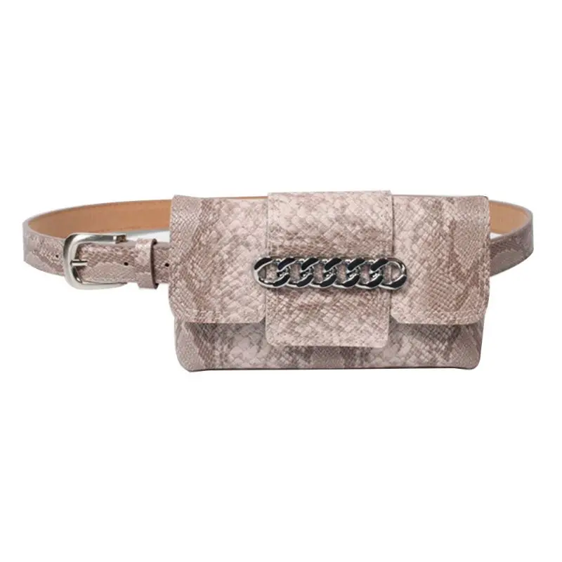 THINKTHENDO Women Snakeskin Pattern Leather Waist Fanny Pack Belt Bag Phone Pouch Travel Hip Bum Chest Waist Small Purse