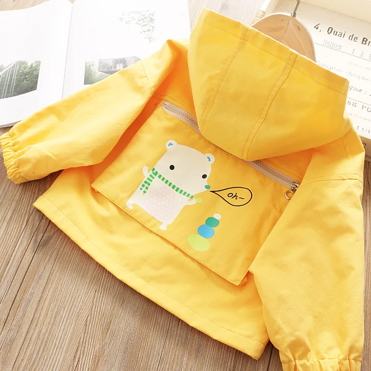 Bei xiu/плащ с рисунком из мультфильма; осенний плащ с капюшоном и карманом на спине для девочек; 150