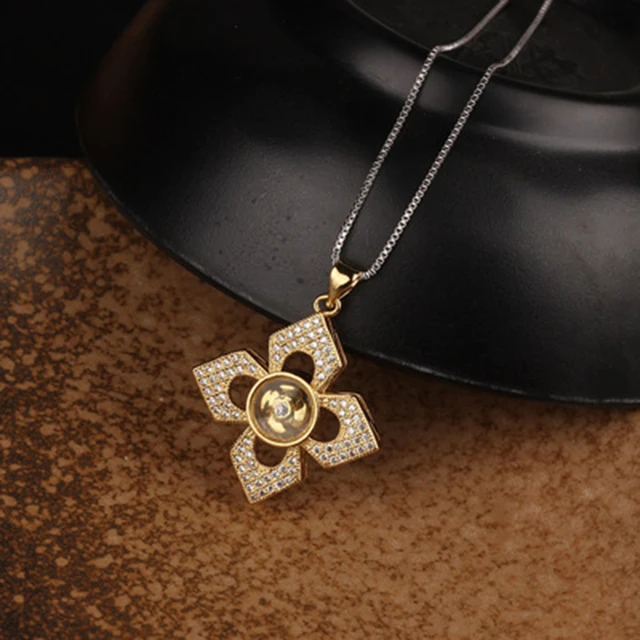 New Arrival Rotatable Windmill Pendant Necklace AAA Cubic Zirconia Pave Gold Silver Color Crystal Necklace Jewelry Women Men Style 30