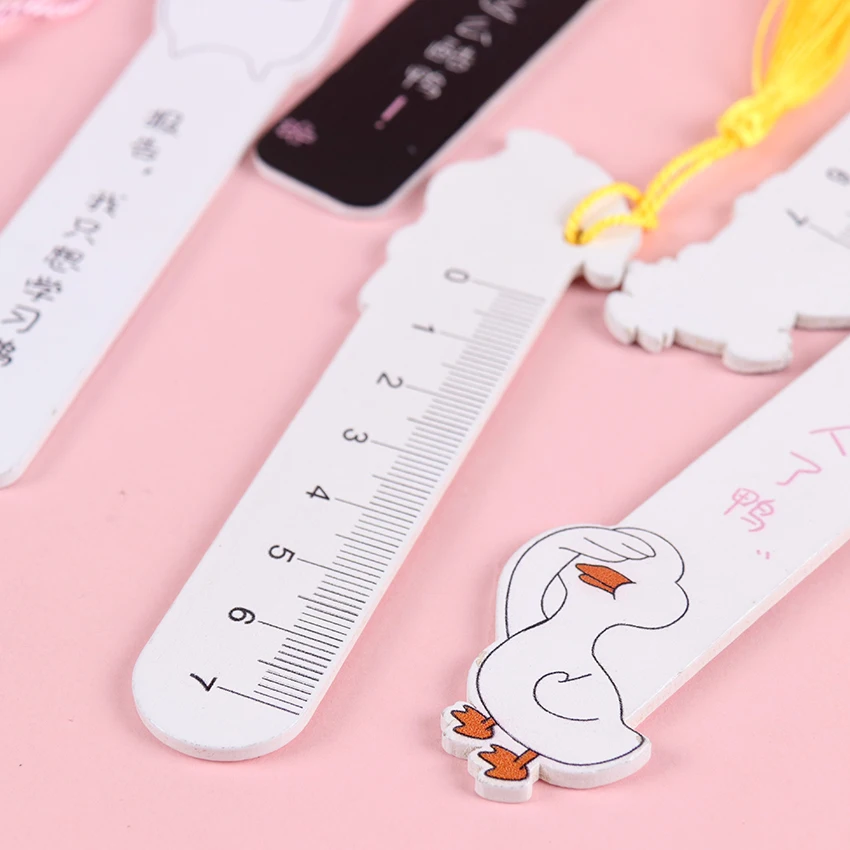 1PC Korea Kawaii Stationery Creative Wooden Bookmark Ruler Wood Multifunction DIY Drawing Rulers Office School Accessories