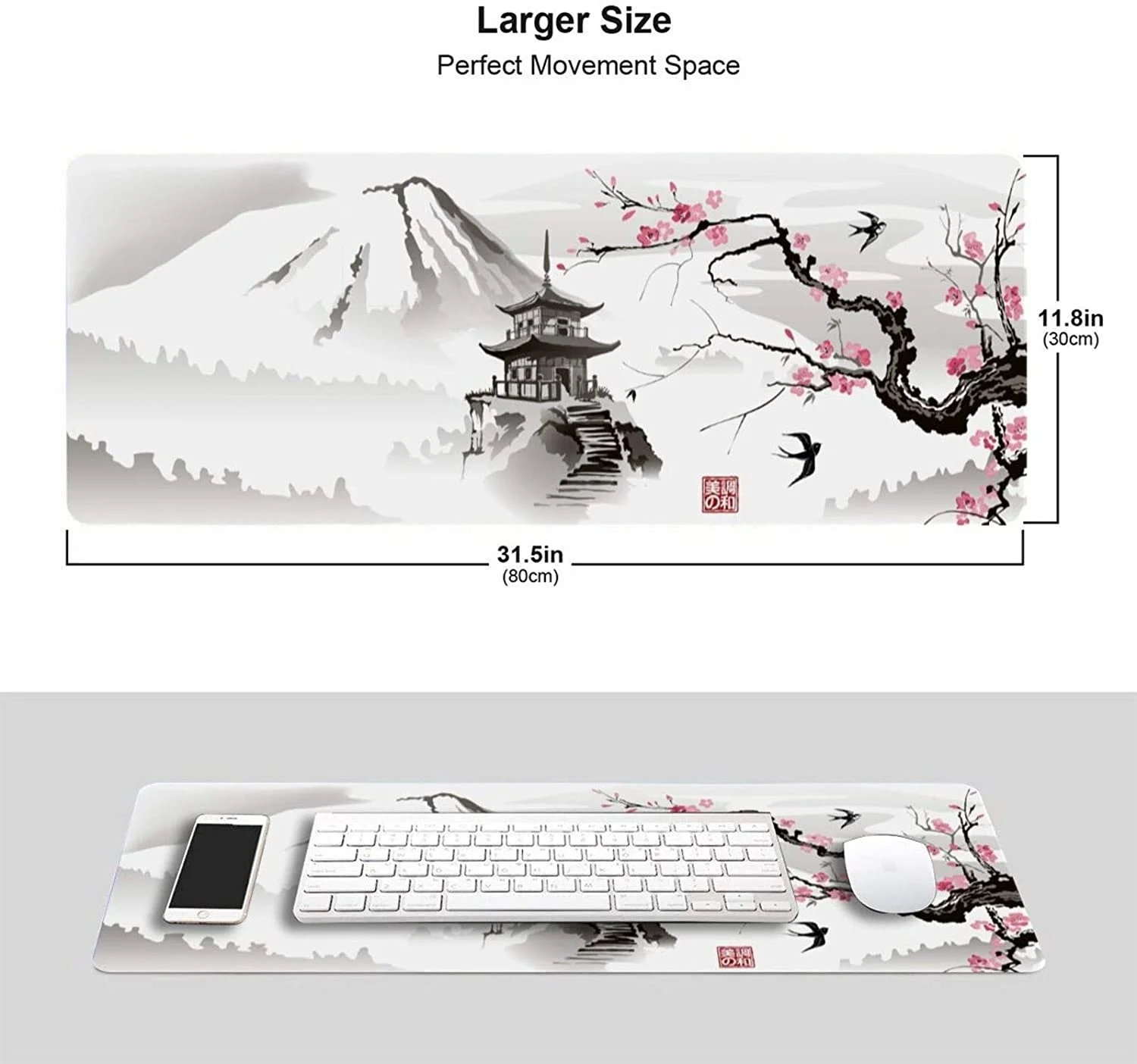 Mouse Pad Computer Desk Mat Sakura Mousepad Custom Computer New Desk Mats Office Laptop Natural Rubber Soft Mouse Pad Japanese Pagoda And Cherry Blossom