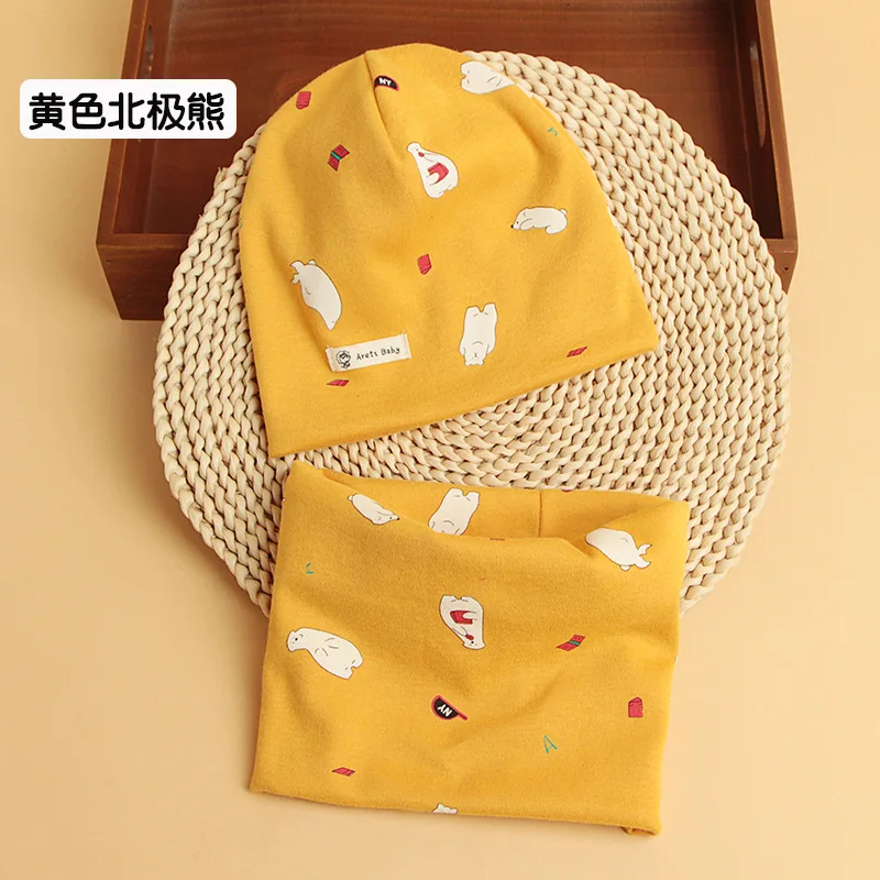 yellow bear Коллекция года, осенне-зимний детский комплект из шапки и шарфа, вязаные крючком детские шапки для девочек и мальчиков, Детские шапочки Skullies, шапочки со звездами, шапка для маленьких мальчиков - Цвет: yellow bear
