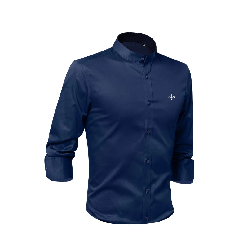 Хлопок вышитые модные Blusa Camisa Social Masculina Dudalina длинный рукав Slim Fit рубашка мужская одежда с цветочным принтом белый мужской - Цвет: DCZ5603-NAVY