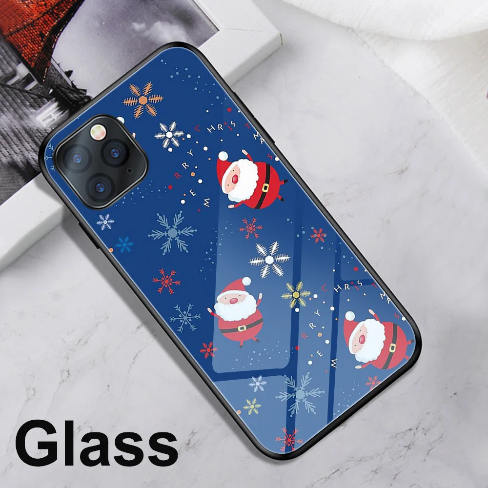 Чехлы для телефонов ciciber для iphone 11 Pro XS Max X, чехлы для iphone XR 7 8 6 6s Plus, чехол из закаленного стекла с изображением рождественского оленя - Цвет: WM06351