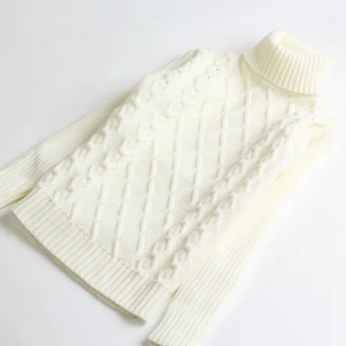 Children's Sweaters with Thick Turtlenecks Boys and Girls with Velvet As Base Sweater - Цвет: Белый