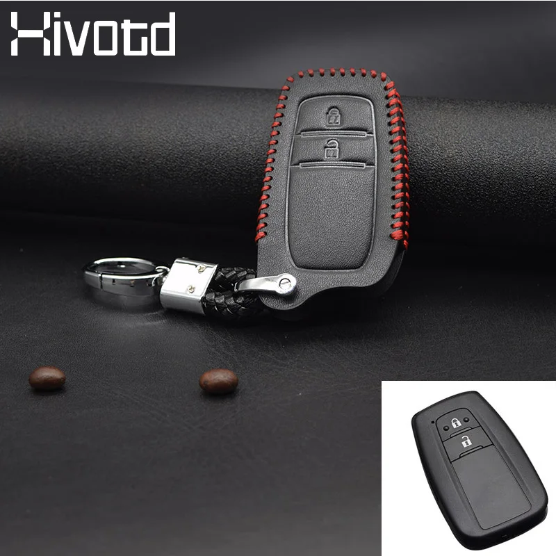 Hivotd для Toyota chr ch-r Кожаный чехол для ключа автомобиля Защитная крышка для ключей защитная оболочка аксессуары для Toyota chr - Название цвета: 2 button Red