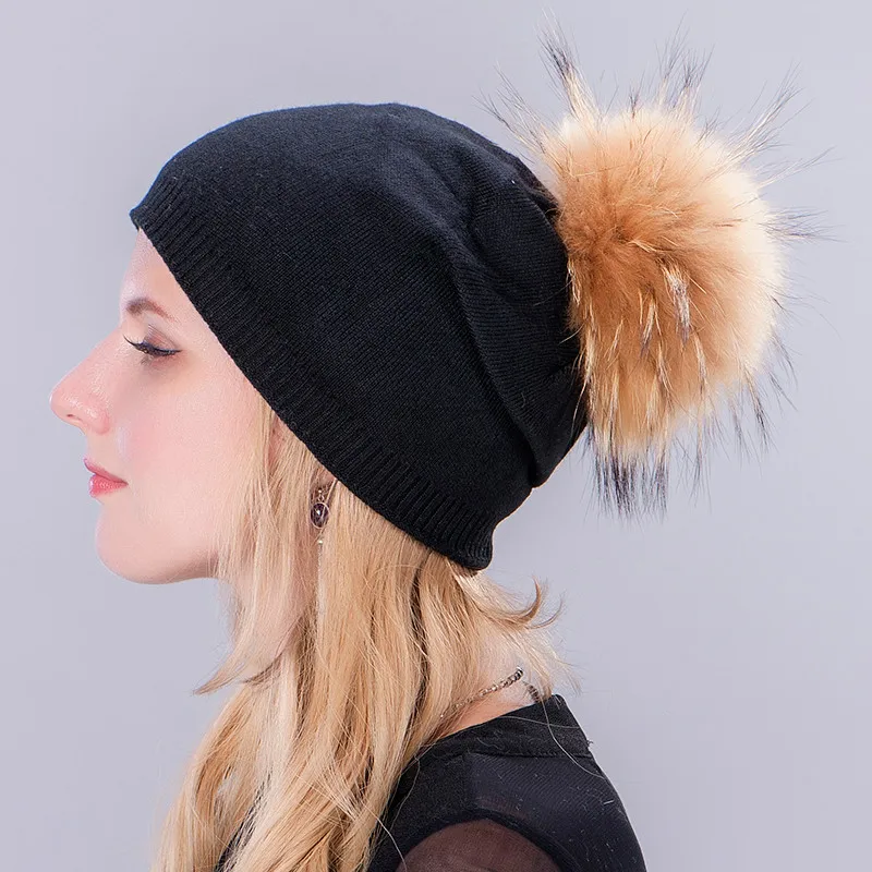 Модная зимняя женская шапка, меховая шапка с помпонами, зимняя шапка для женщин, вязаная шапка бини, шапка, Толстая Женская шапка Skullies Beanies - Цвет: style 23