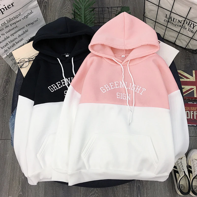 Спортивный костюм с капюшоном, уличная одежда, куртка, топы, Harajuku, Женская толстовка с длинным рукавом, худи, свободные женские толстовки, повседневные