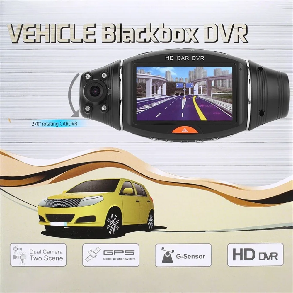 

2.7 Inches Dual Lens HD Car DVR Recorder GPS Tracker HD 1080P Camcorder Night Vision DVR Recorder Dash Cam Video Recorder