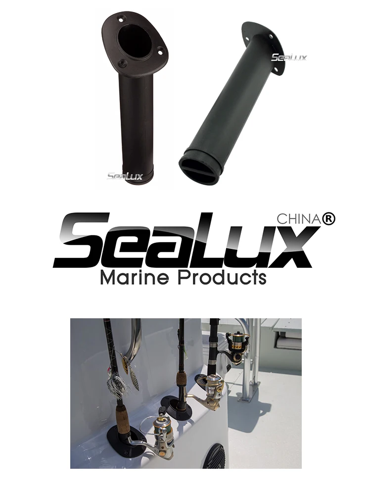 Sealux Angelrutenhalter aus schwarzem Nylon mit Unterputz, Angelrute, UV-stabilisiertes Material für das Angeln von Marine, Booten und Yachten – Detail 1