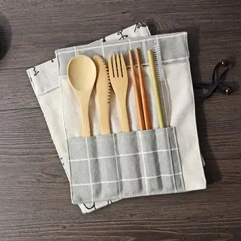 

Eco-Friendly Spoon Fork Chopstick Portable Bamboo Utensils Travel Cutlery Set Wooden Outdoor Zero Waste Bamboo Cutlery Set