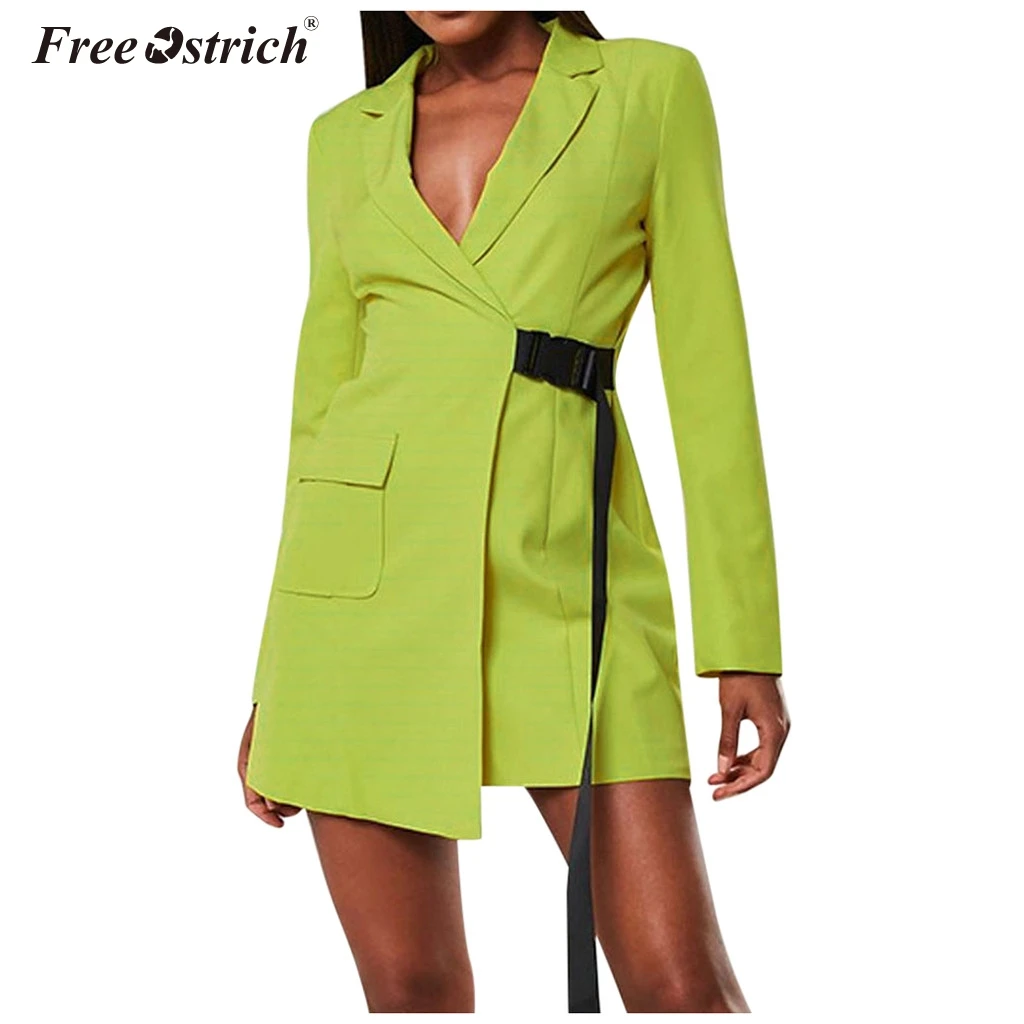 

Free Ostrich Women Casual Coat Lapel Slim Cardigan Outdoor Office Work Suit Basic Jackets Spring Autumn Ladies Outwear Coat N30