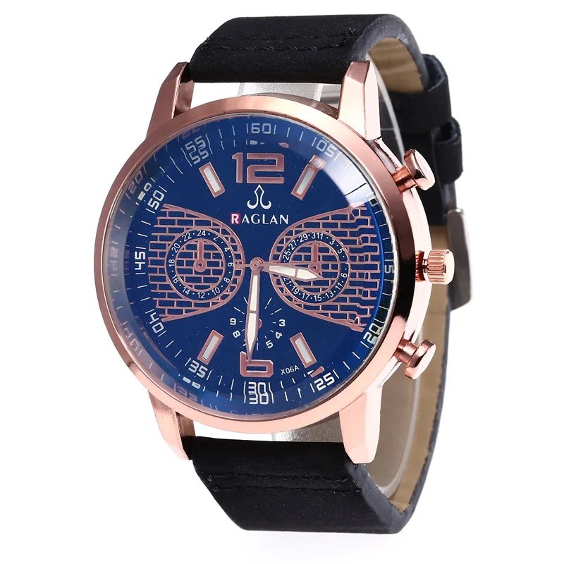 

A Consignment Cross Border Hot Selling Raglan Fake Three-Eyed Two With Numbers Men Casual Blueray MEN'S Belt Watch