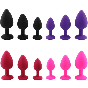 3 Size multiple colour Silicone Butt Plug with Crystal Jewelry Smooth Touch Anal  No Vibration  Sex Toys for Woman Men Gay 2