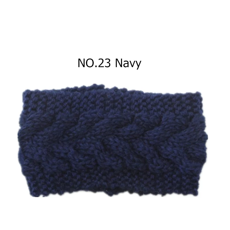 24 цвета, зимняя теплая однотонная вязаная повязка на голову для женщин, женская шерстяная вязаная повязка на голову, широкий головной убор, тюрбан, аксессуары