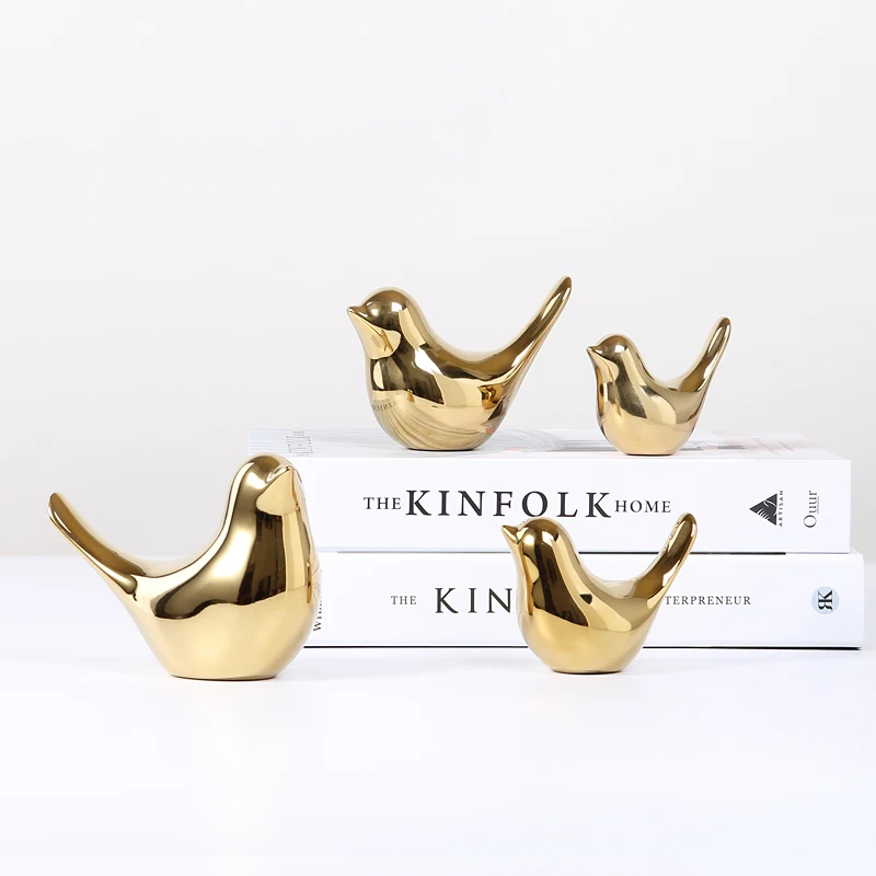 

Nordic Creative Ceramic Bird Figurine Ornaments Golden Home Decorations