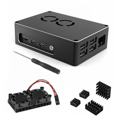 Boîtier pour Raspberry Pi 4 modèle B, coque noire, boîte de protection complète en aluminium, boîtier pour Raspberry Pi 4 4B modèle B 