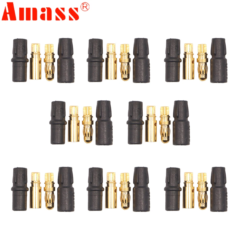 

20/50 Pair Amass 3.5mm SH3.5 Gold Plated Connector With Protective Sleeves For RC Lipo Airplane Helicopter Car Truck Boat Toy