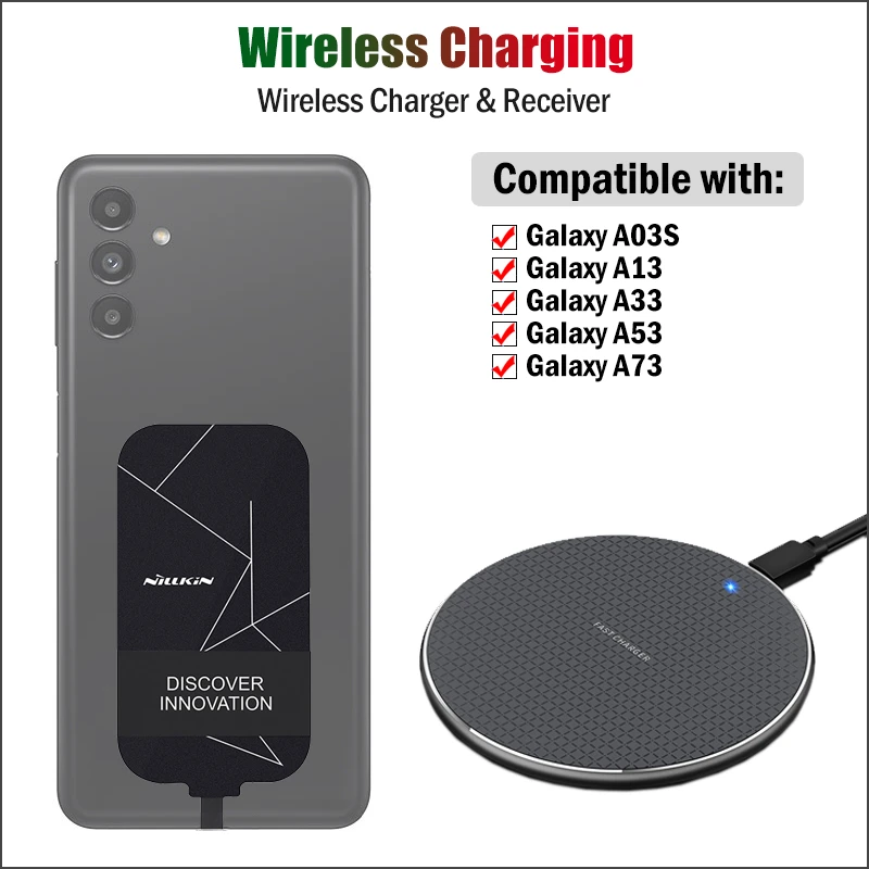 Qi Wireless Charging Adapter for Samsung Galaxy A03S A13 A33 A53 A73 5G Wireless Charger+USB Type-C Receiver apple charging station