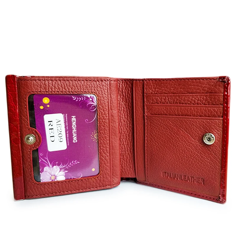 HH Women Wallet Patent Leather Lady Short Hasp Zipper Coin Card Holder Purse Mini Wallets Female Luxury Alligator Purses Clutch