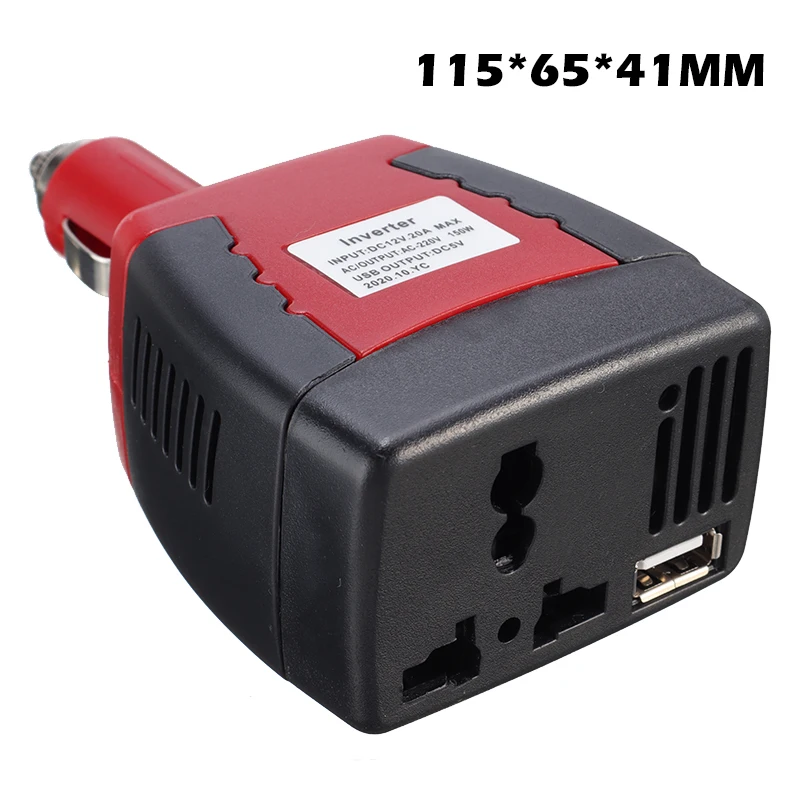1pc Car Inverter 150w 12v Dc To 220v Ac Cigarette Lighter Power Supply Inverter Adapter With 5v