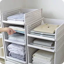 Стеллаж для хранения для отделки одежды пластиковый многоуровневый разделитель ящик для одежды складной шкаф домашняя организация и хранение
