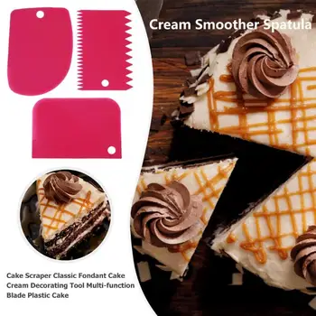 

3pcs/set Plastic Cake Scraper Dough Cake Fondant Scraper Cake Decorating Baking Tool Pastry Spatulas Jagged Edge Cutters