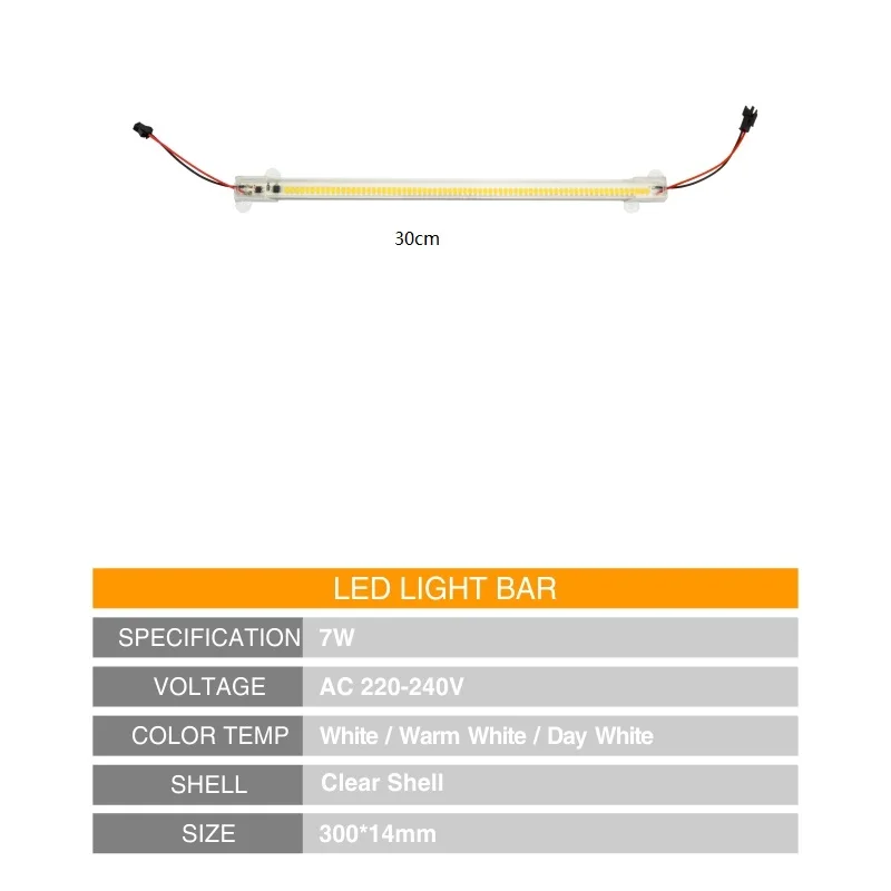 AC220V светодиодный свет бар огни под Кухня шкаф для кухонных шкафов, полосы лампы 50 см, 30 см, 72 светодиодный s 2835 Светодиодный жесткий светодиодный люминесцентная лампа, 5 шт./лот - Испускаемый цвет: Clear Shell 30cm