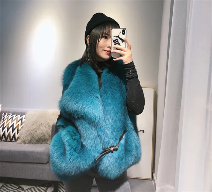 Color 3 Winterjas dames натуральный Полный Пелт Настоящий Лисий Мех жилет костюм воротник женский натуральный Лисий жилет Зимний Средний Waiscoat - Цвет: Color 3