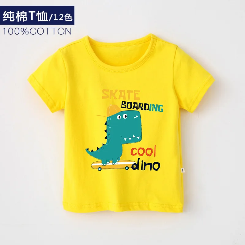 

2019 Korean-style Childrenswear Cartoon Children Summer BOY'S Short-sleeved T-shirt Pure Cotton Childrenswear 7