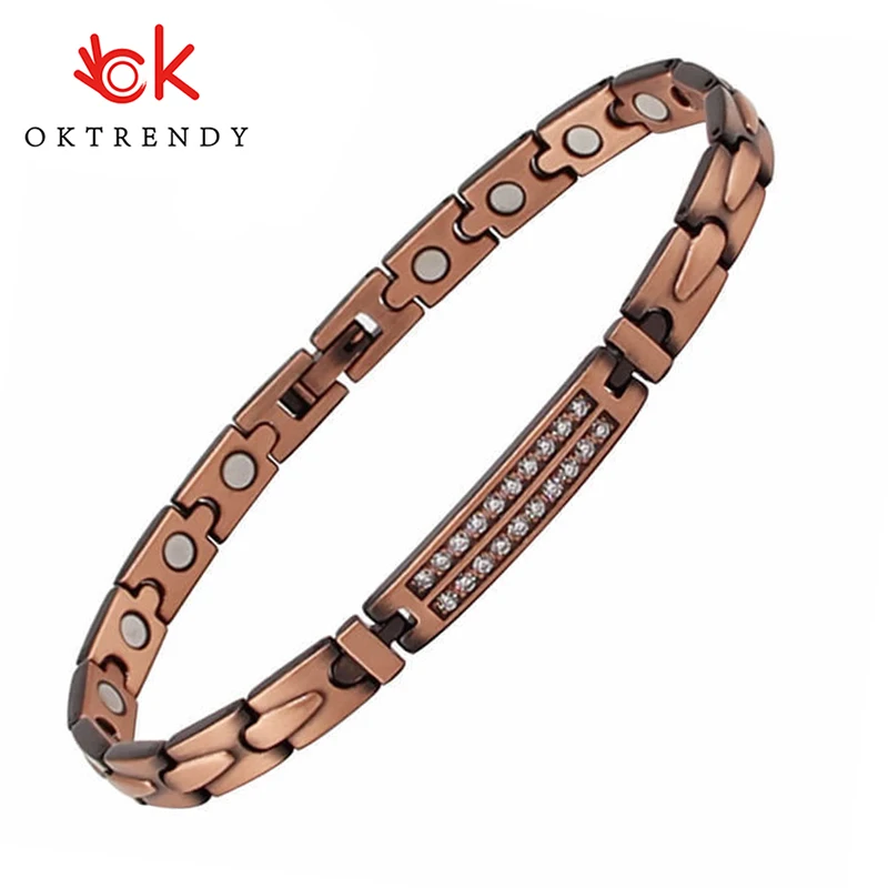 

Oktrendy Hologram Pure Copper Magnetic Therapy Link Bracelet Pain Relief For Arthritis Gamer Bracelets For Women