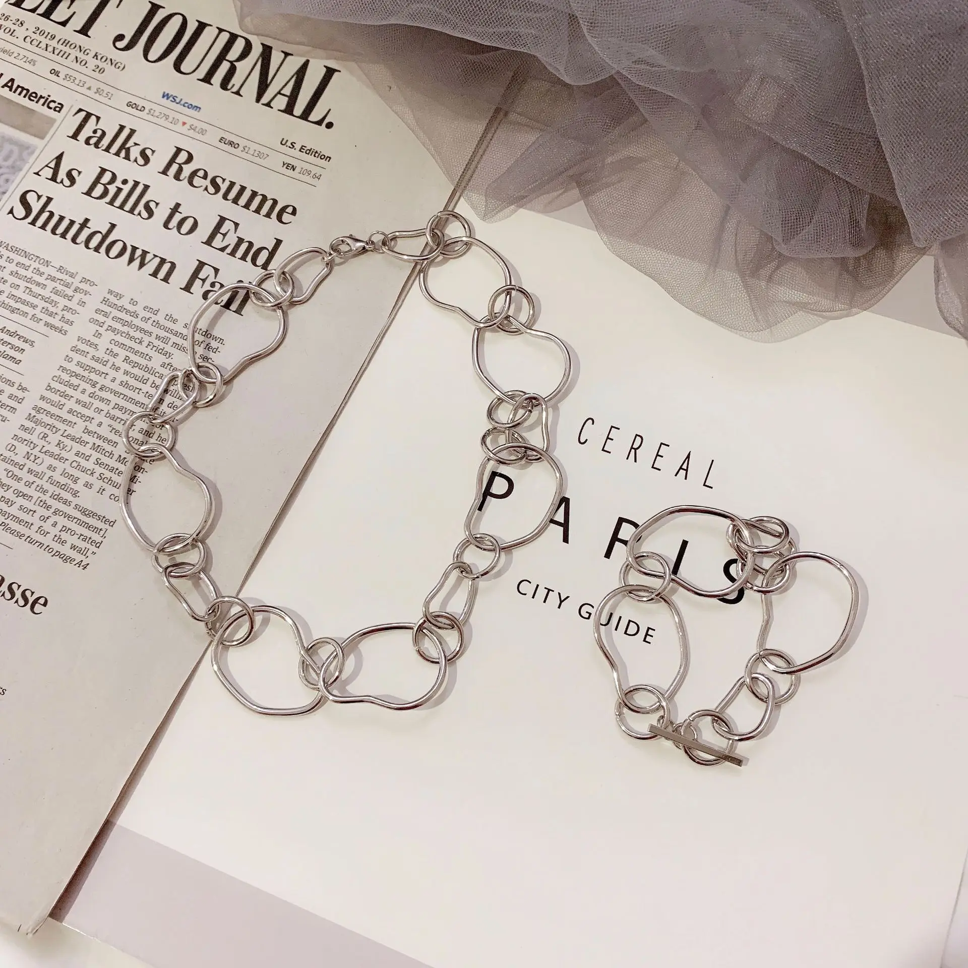 Модные Простые неправильной формы геометрические звенья цепи ожерелье браслет для женщин
