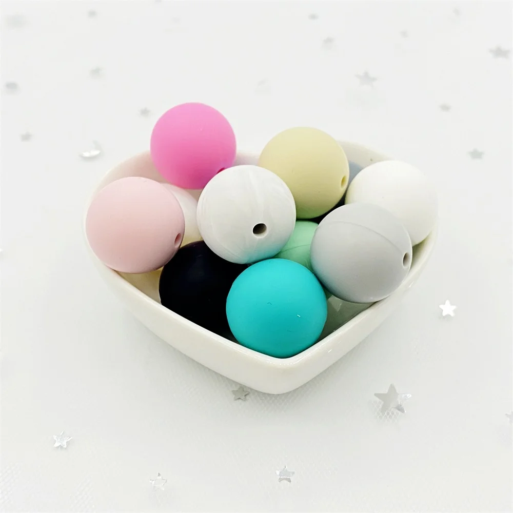 10pcs 20mm Silicone Beads Baby Teething round Beads Pacifier Chain BPA Free Bracelet necklace DIY toys Silicon Teether 3